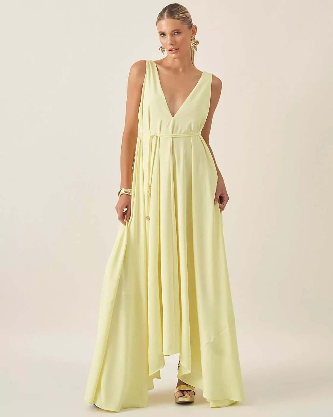 Robe verte satinée