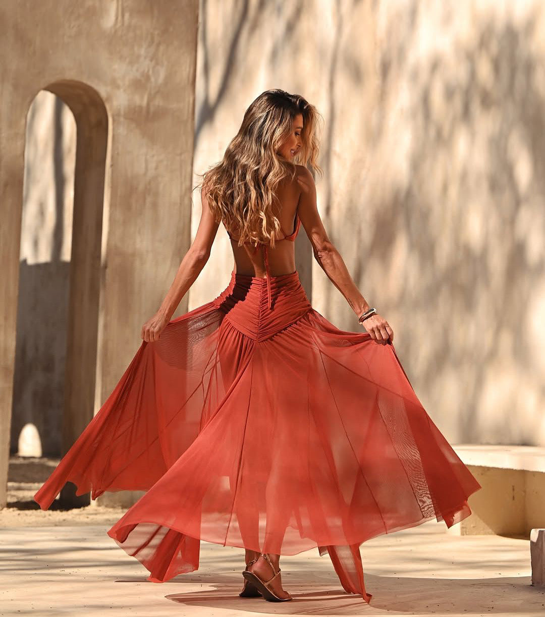 Robe terracotta bohème
