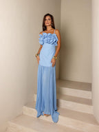 Robe corail en mousseline